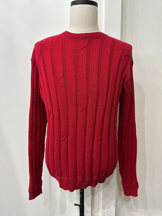 (Mens Large) Nautica Red Cable Style Knit Sweater|2831