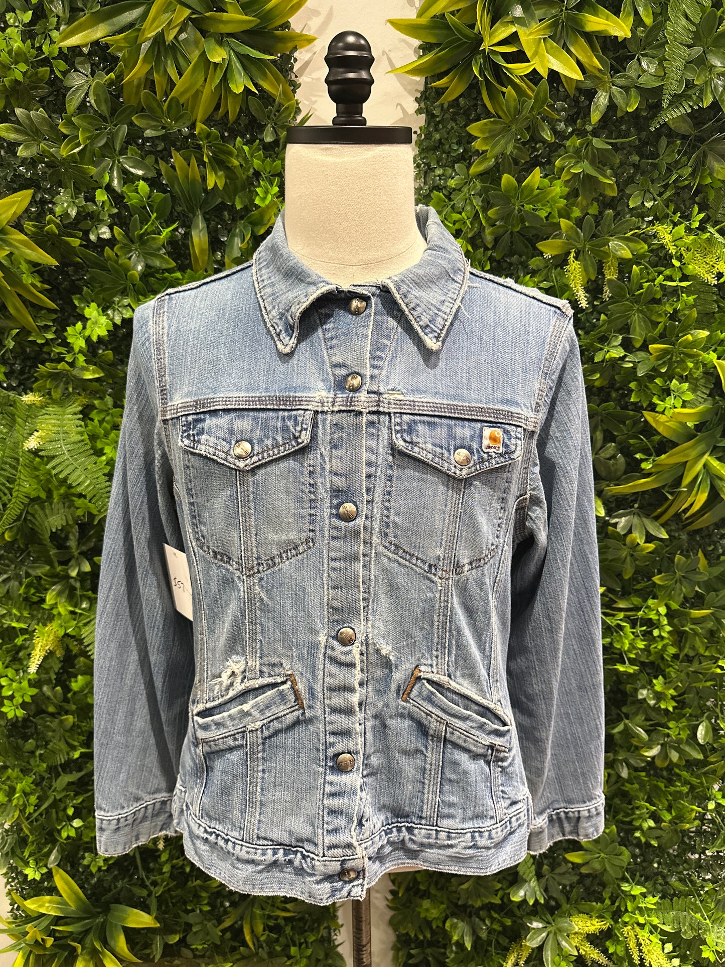 (Womens Large) Carhartt Blue Denim Jacket 007