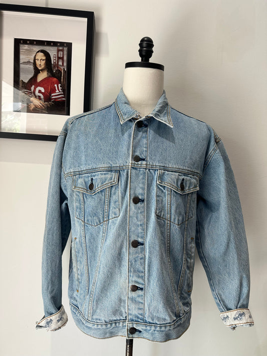 (Mens Large) 90s Hard Rock Cafe Denim Jean Jacket