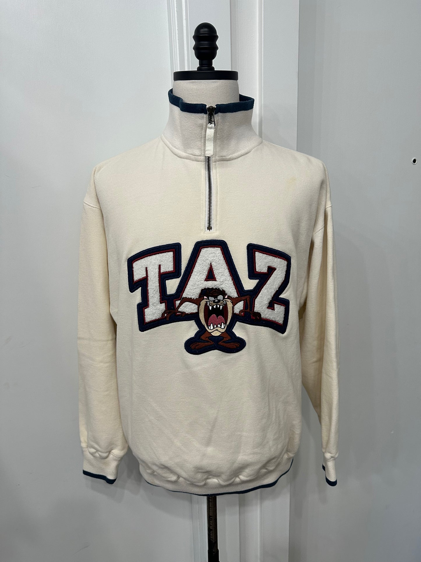 (Mens Medium) 90s Taz Looney Tunes 1/4 Sweater