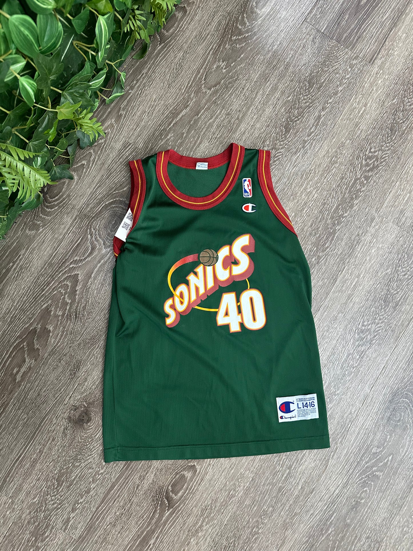 (Kids Large) 90s Seattle Sonics 'Sean Kemp' Jersey 007