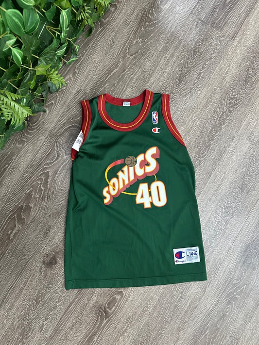 (Kids Large) 90s Seattle Sonics 'Sean Kemp' Jersey 007