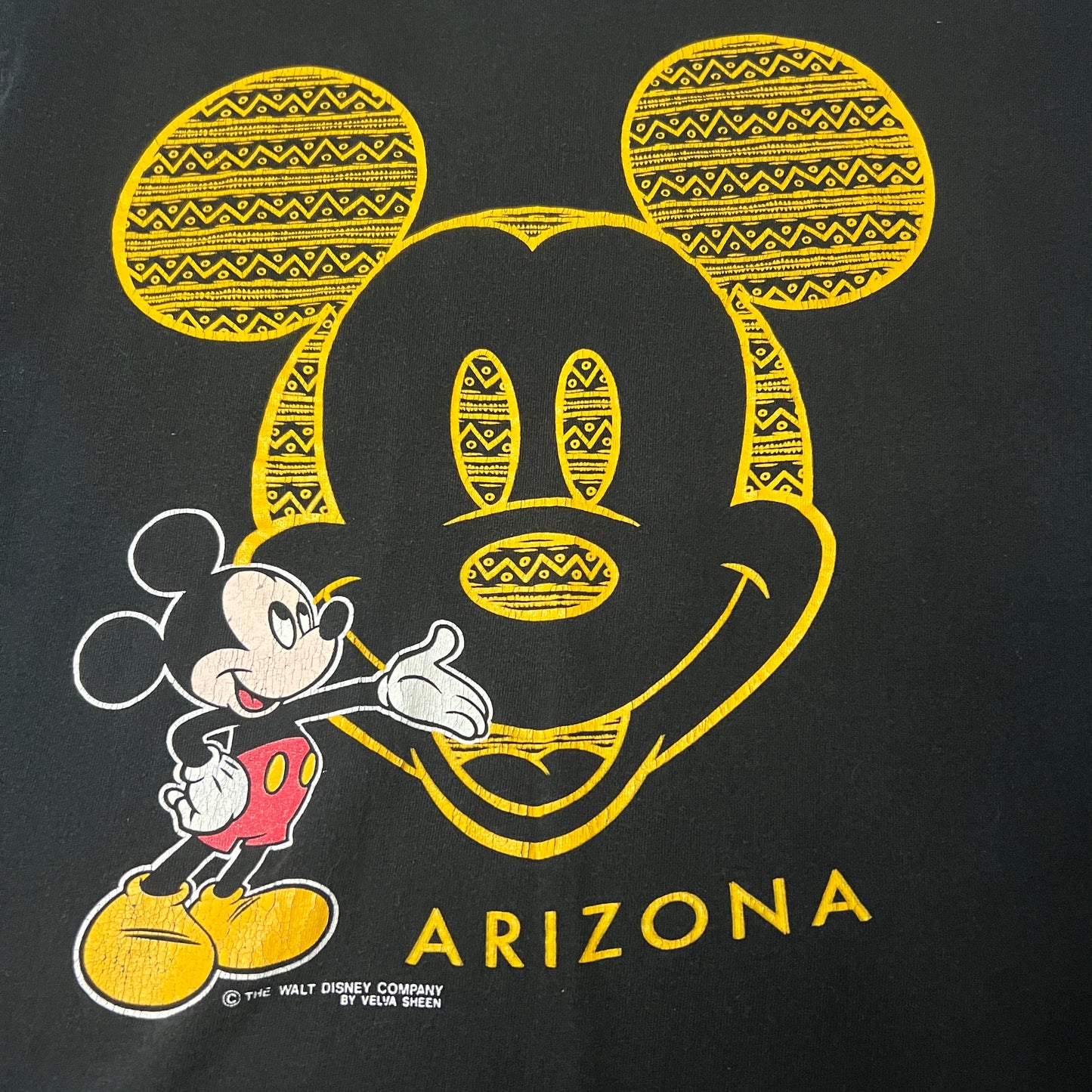 Vintage Mickey Mouse Disney Shirt Mens Large Velva Sheen Black Arizona