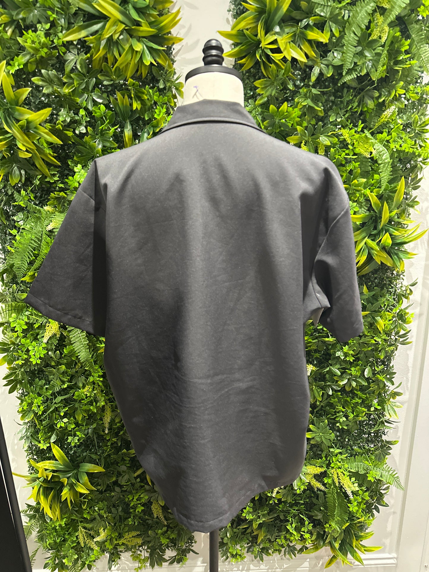 (Mens 2X) Steady Black Button-Up Shirt 007
