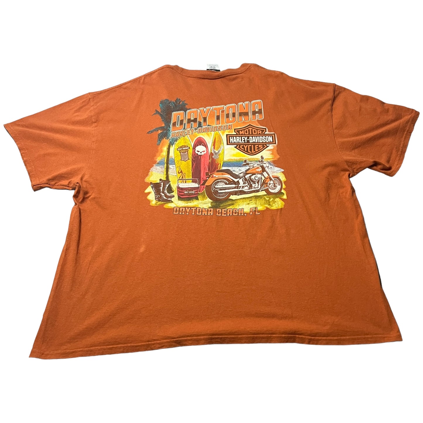 Harley Davidson Shirt Mens 2XL XXL Daytona Beach Orange Short Sleeve