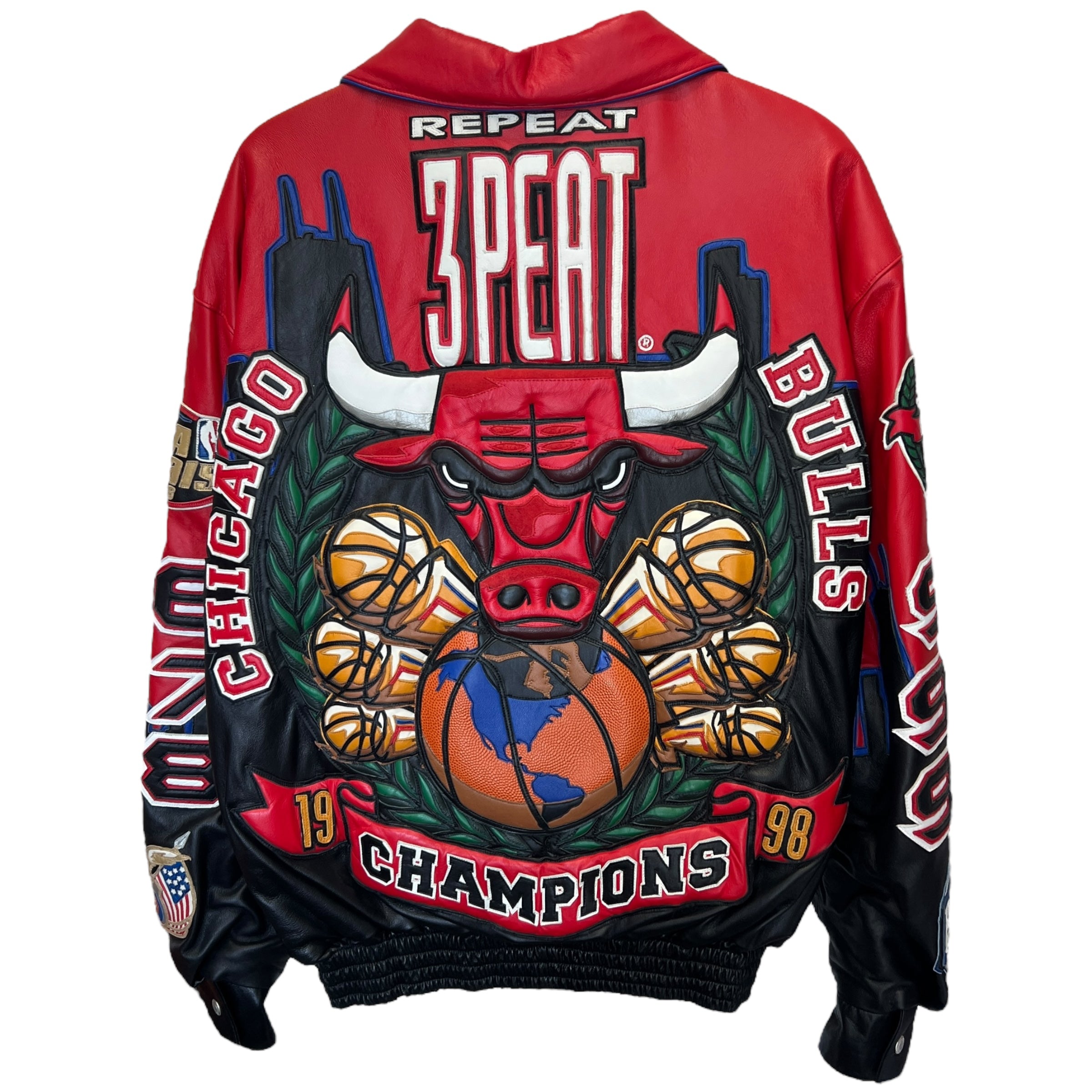 Jeff Hamilton Chicago Bulls Jacket Mens XL Repeat 3-Peat Leather 90's –  Neighborsgrid