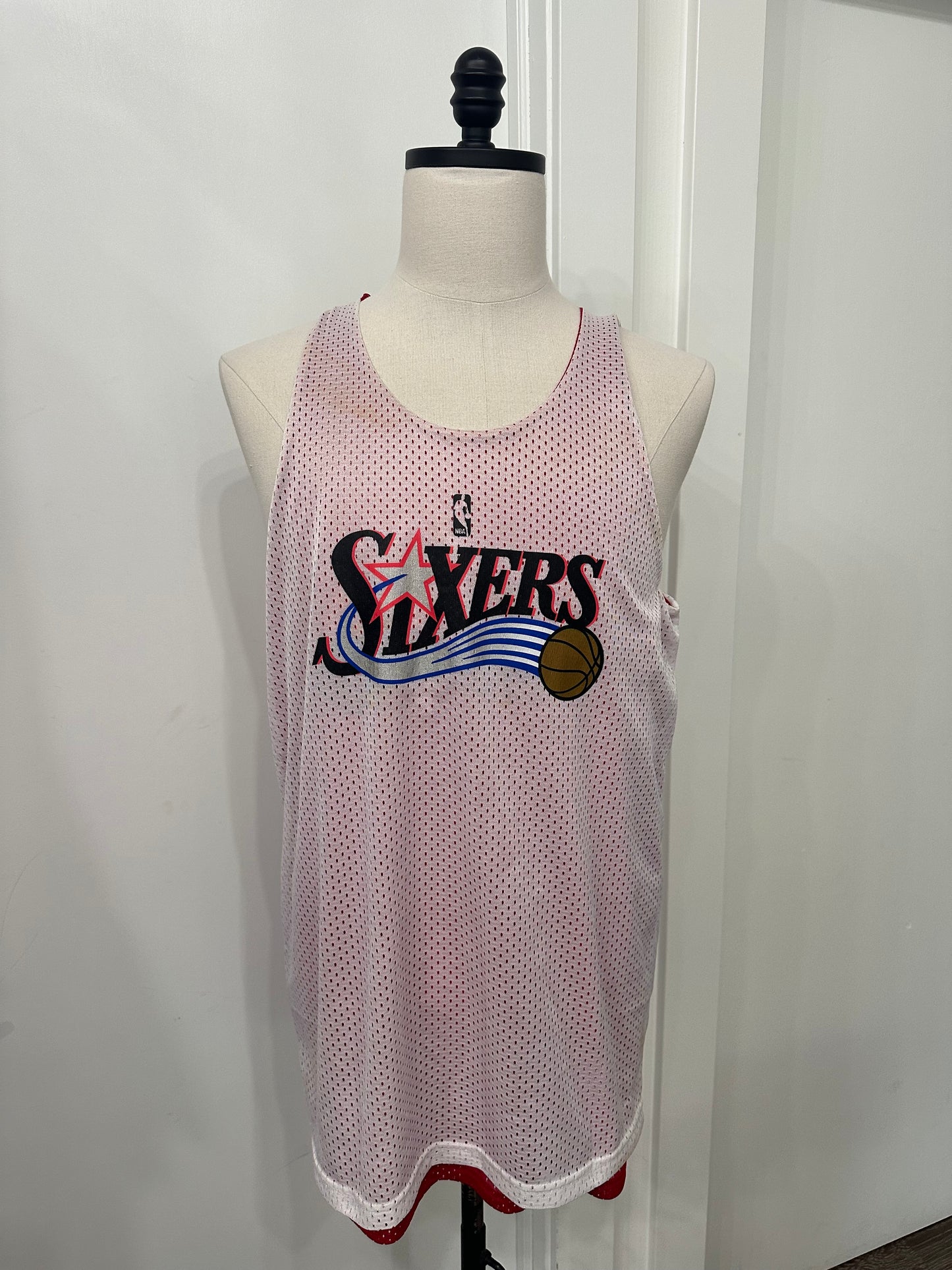 (Mens Large) 90s Philadelphia Sixers Reversible Jersey 007
