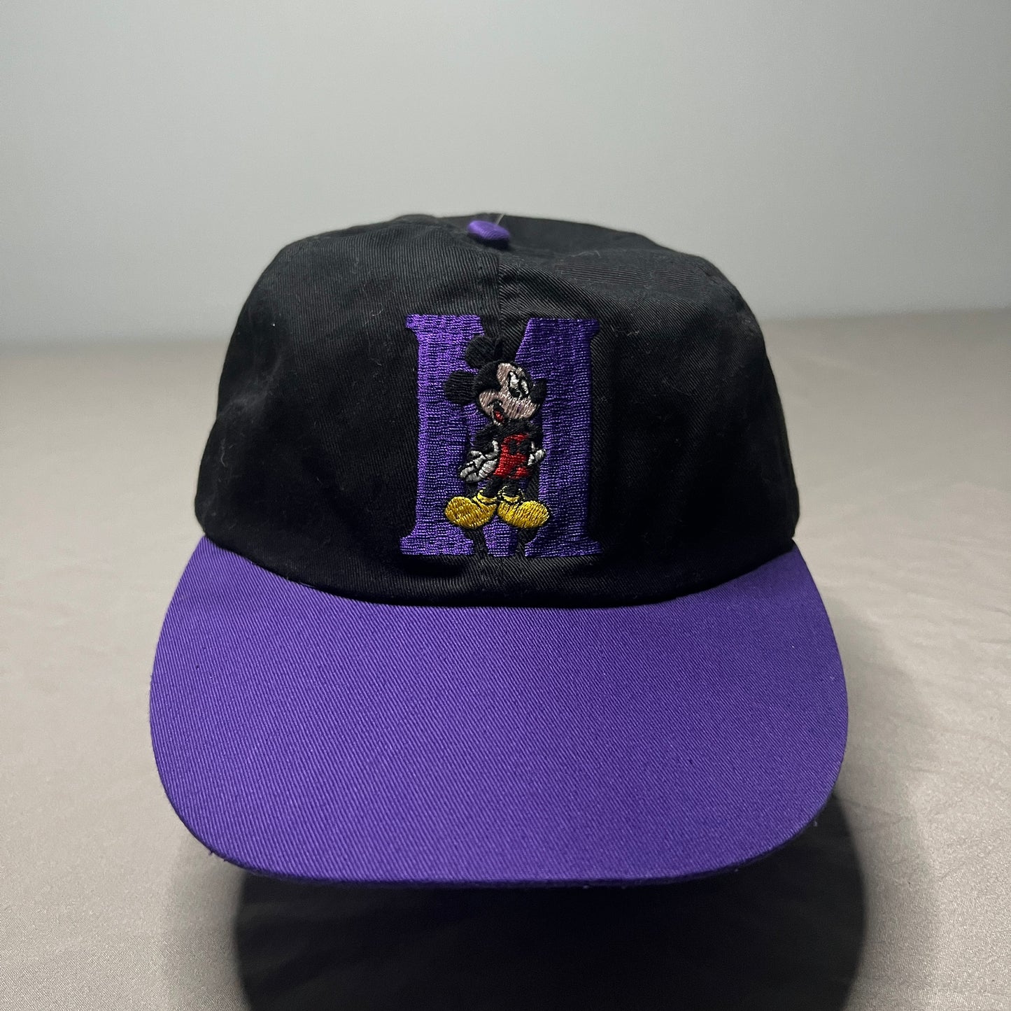 Vintage Mickey Mouse Disney Hat Black Purple Adult One Size Adjustable