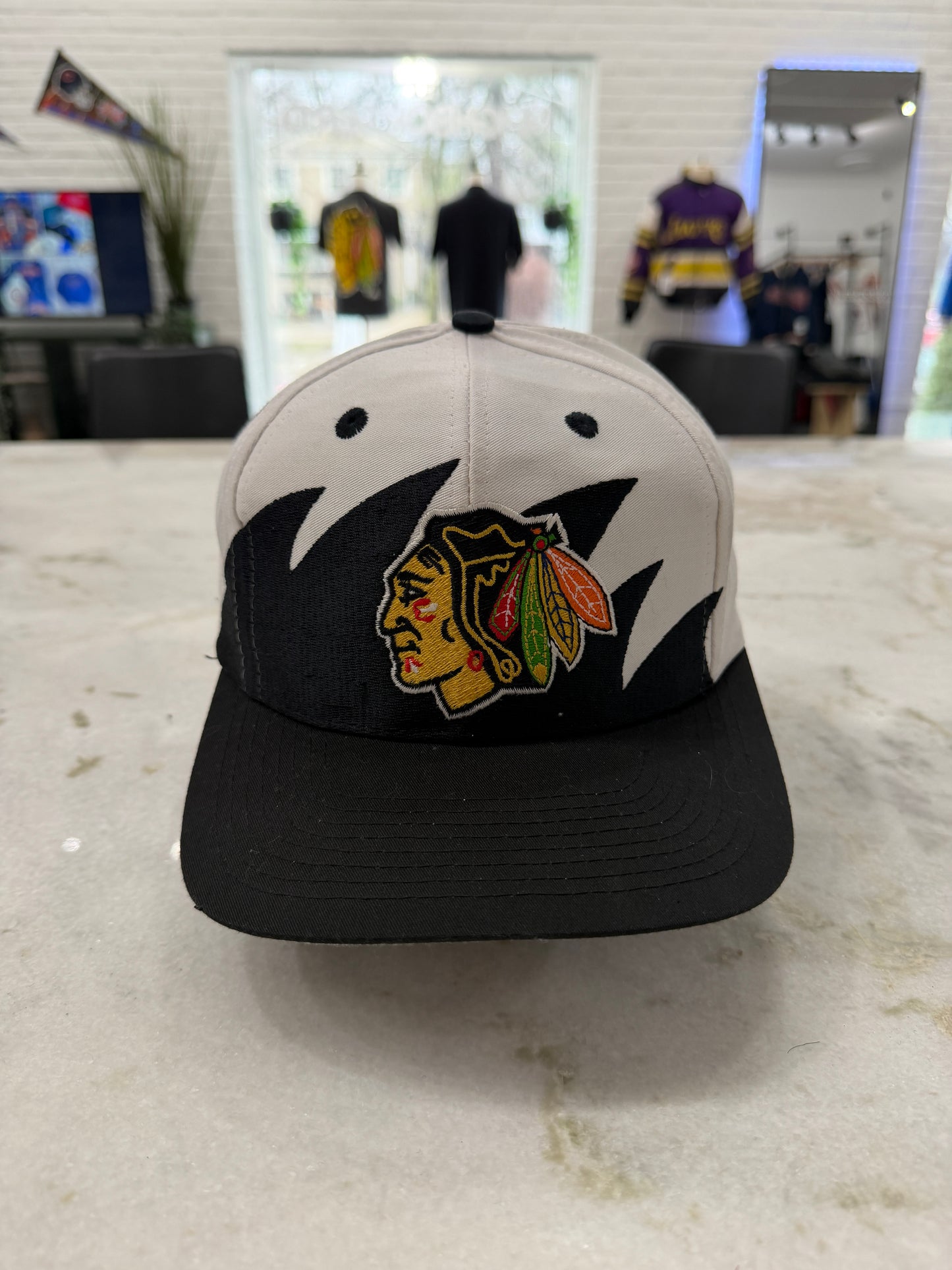 90s Chicago Blackhawks Logo 7 Sharktooh Hat