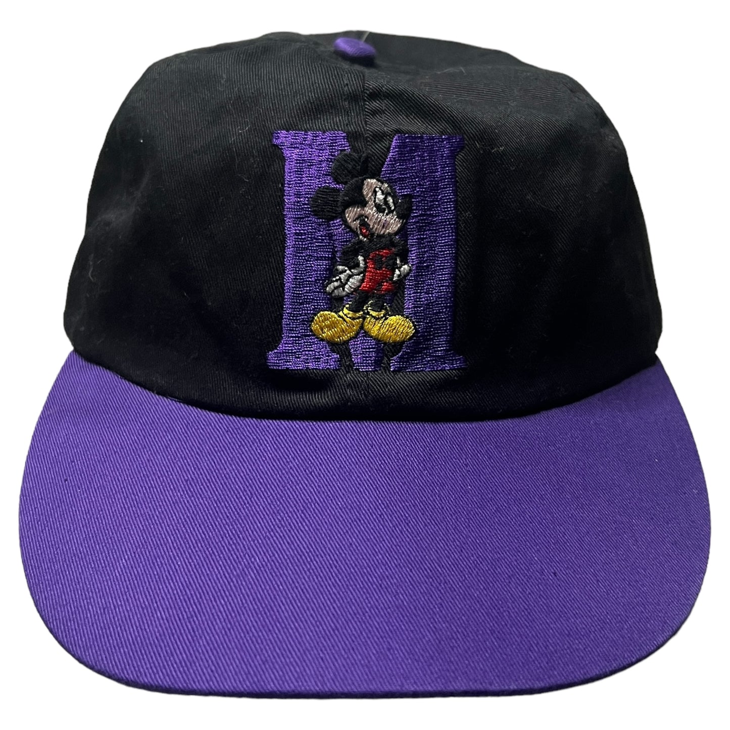 Vintage Mickey Mouse Disney Hat Black Purple Adult One Size Adjustable