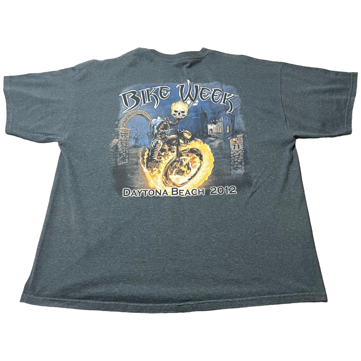 Bike Week Daytona Beach 2012 Shirt Mens 2XL XXL Motorcycle Skull Blue Short Sleeve