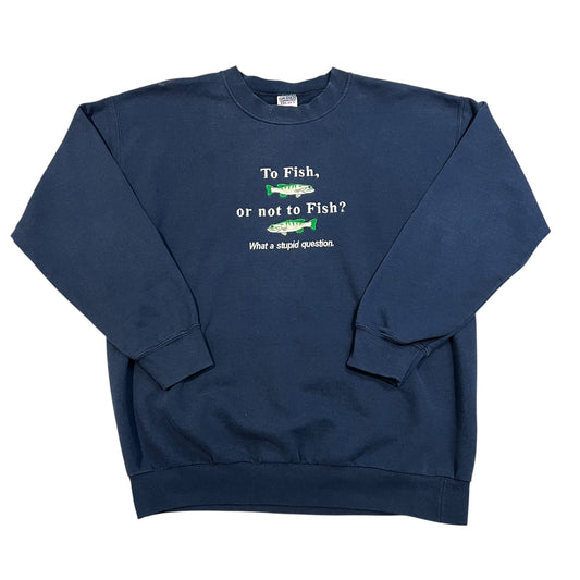Vintage Fishing Sweater Mens Large To Fish or Not to Fish? What A Stupid Question