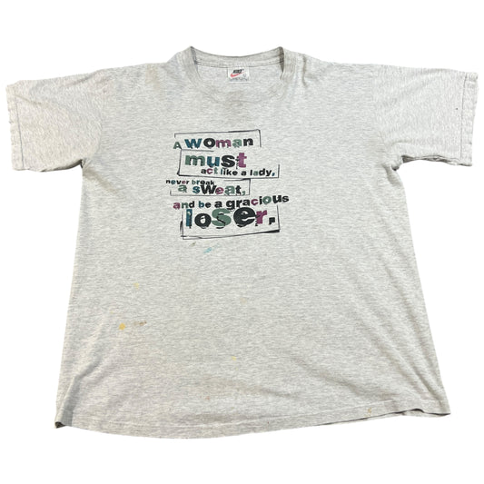 Vintage 90's Nike Shirt Mens Large A Woman Must Act Like A Lady