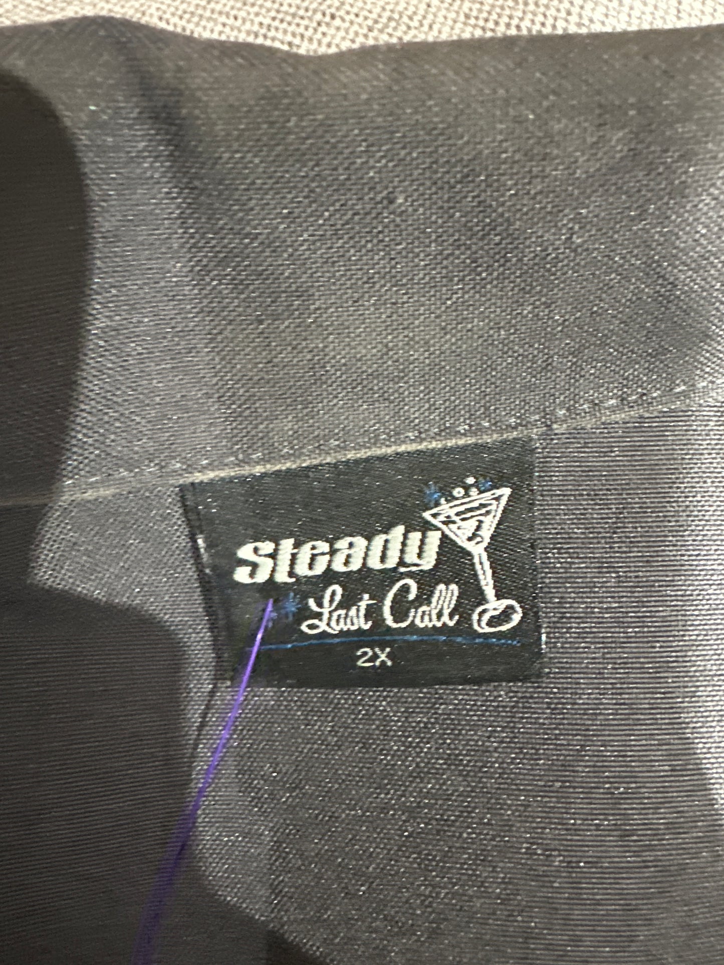 (Mens 2X) Steady Black Button-Up Shirt 007