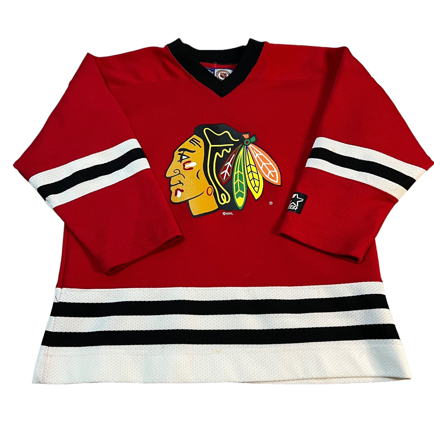 Vintage Chicago Blackhawks Jersey STARTER Kids Large 90's Blank No Name