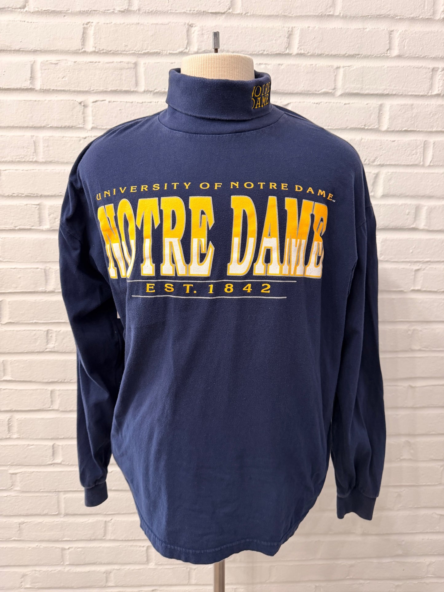 (Mens XL) 90s Notre Dame Turtle Neck Lightweight Sweater