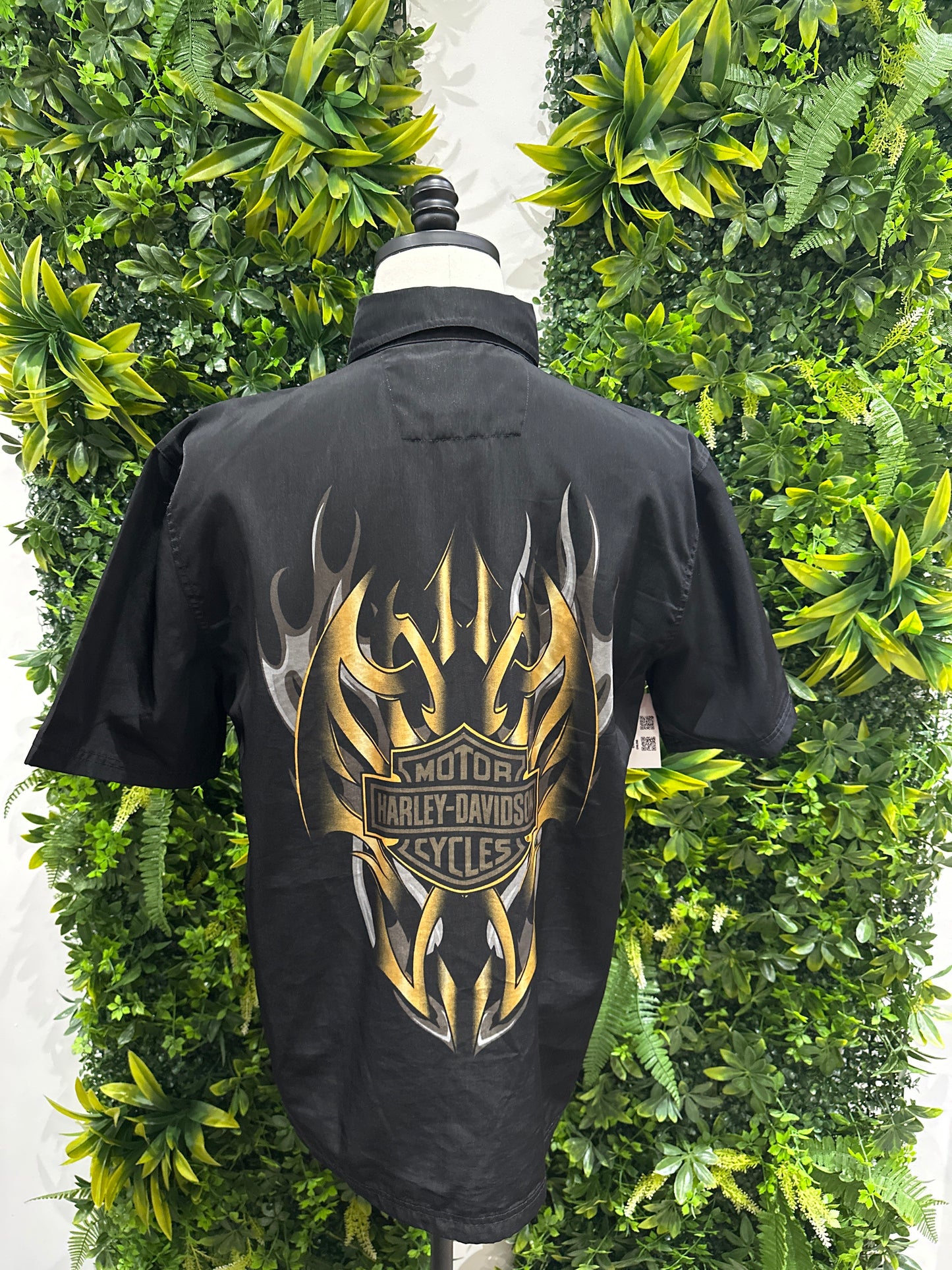 (Mens Medium) Harley Davidson Black Button-Up Shirt 007