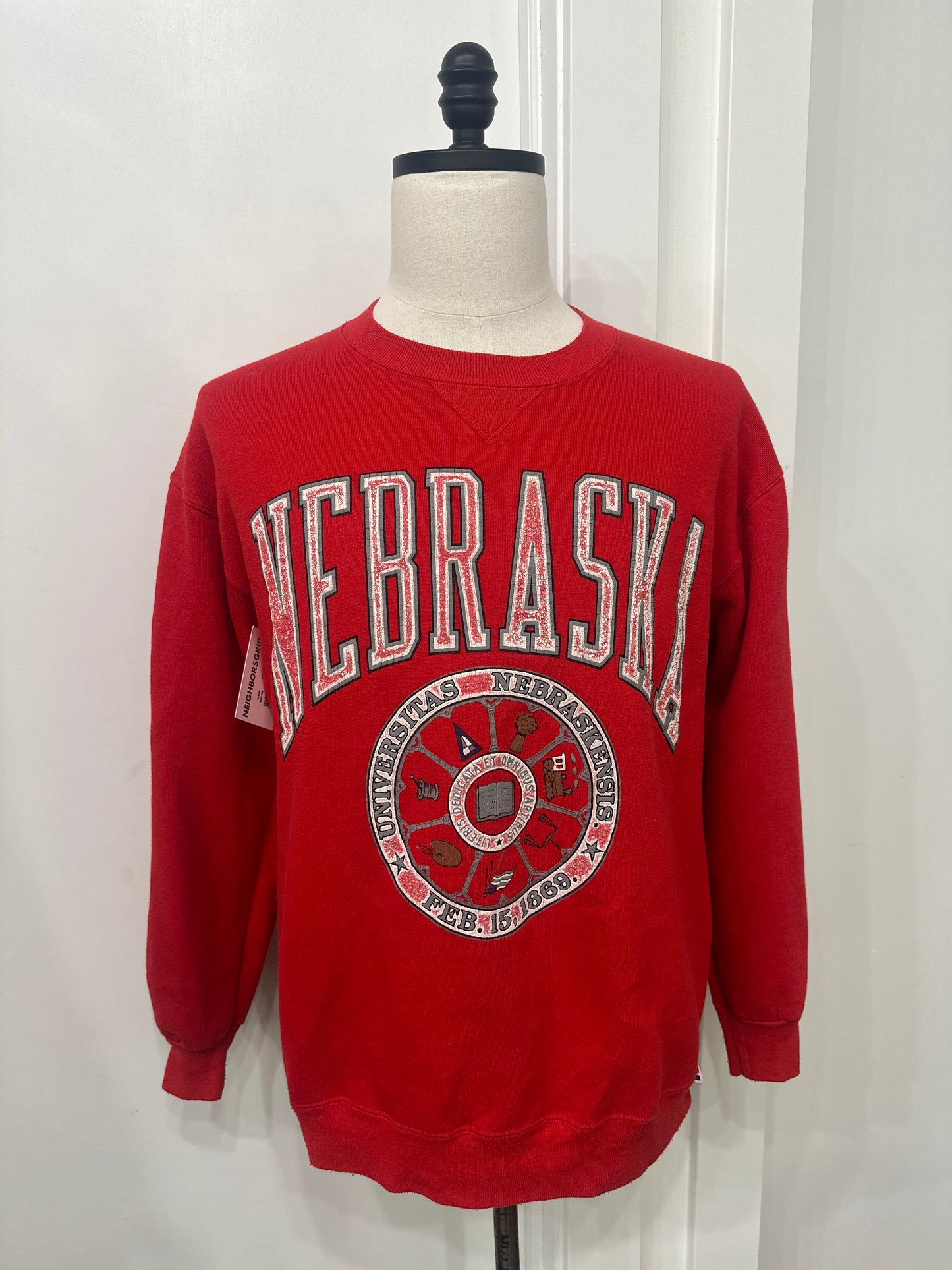 (Mens XL) 90s Nebraska University Spell-Out Sweater 007