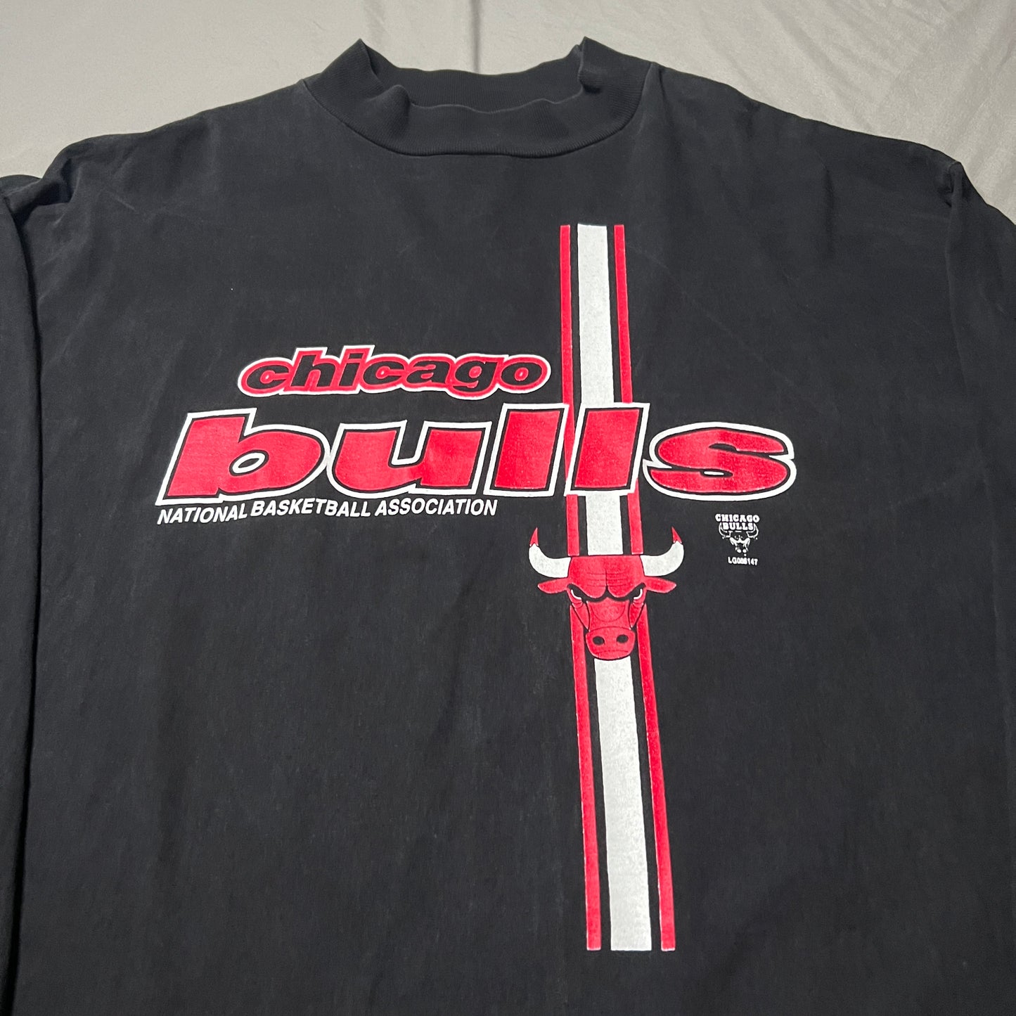 Vintage Chicago Bulls Long Sleeve Shirt Logo Athletic Mens 2XL XXL Black 90's Mock Neck