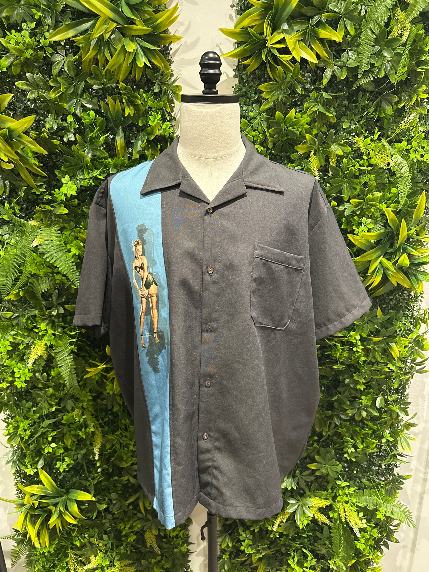 (Mens 2X) Steady Black Button-Up Shirt 007