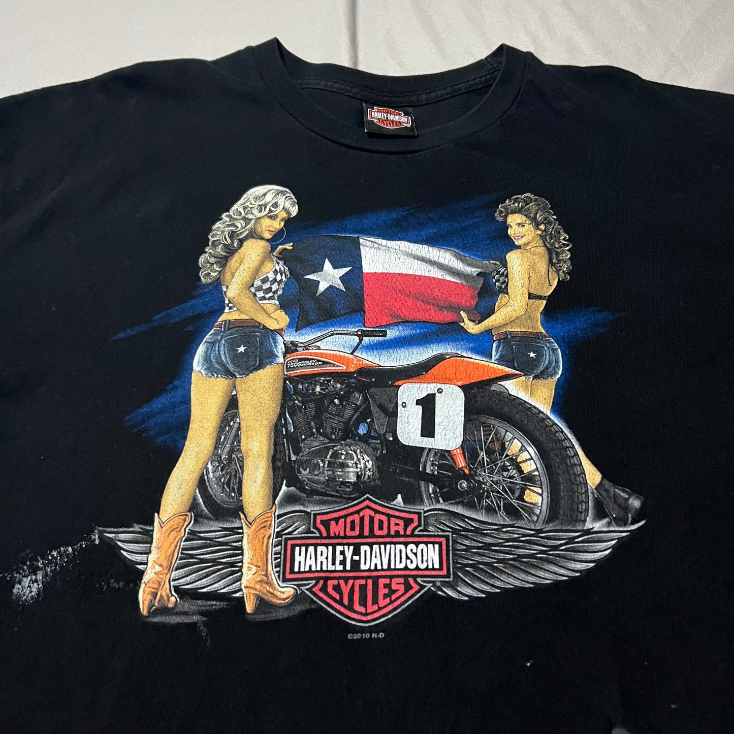 Harley Davidson Shirt Mens 2XL XXL Pin Up McAllen Black Short Sleeve Motorcycle