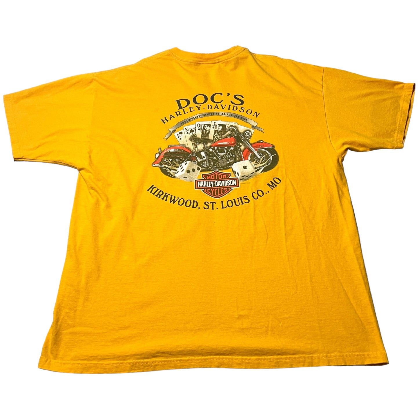 Harley Davidson Shirt Mens 2XL XXL Kirkwood St Louis Yellow Motorcycle Short Sleeve