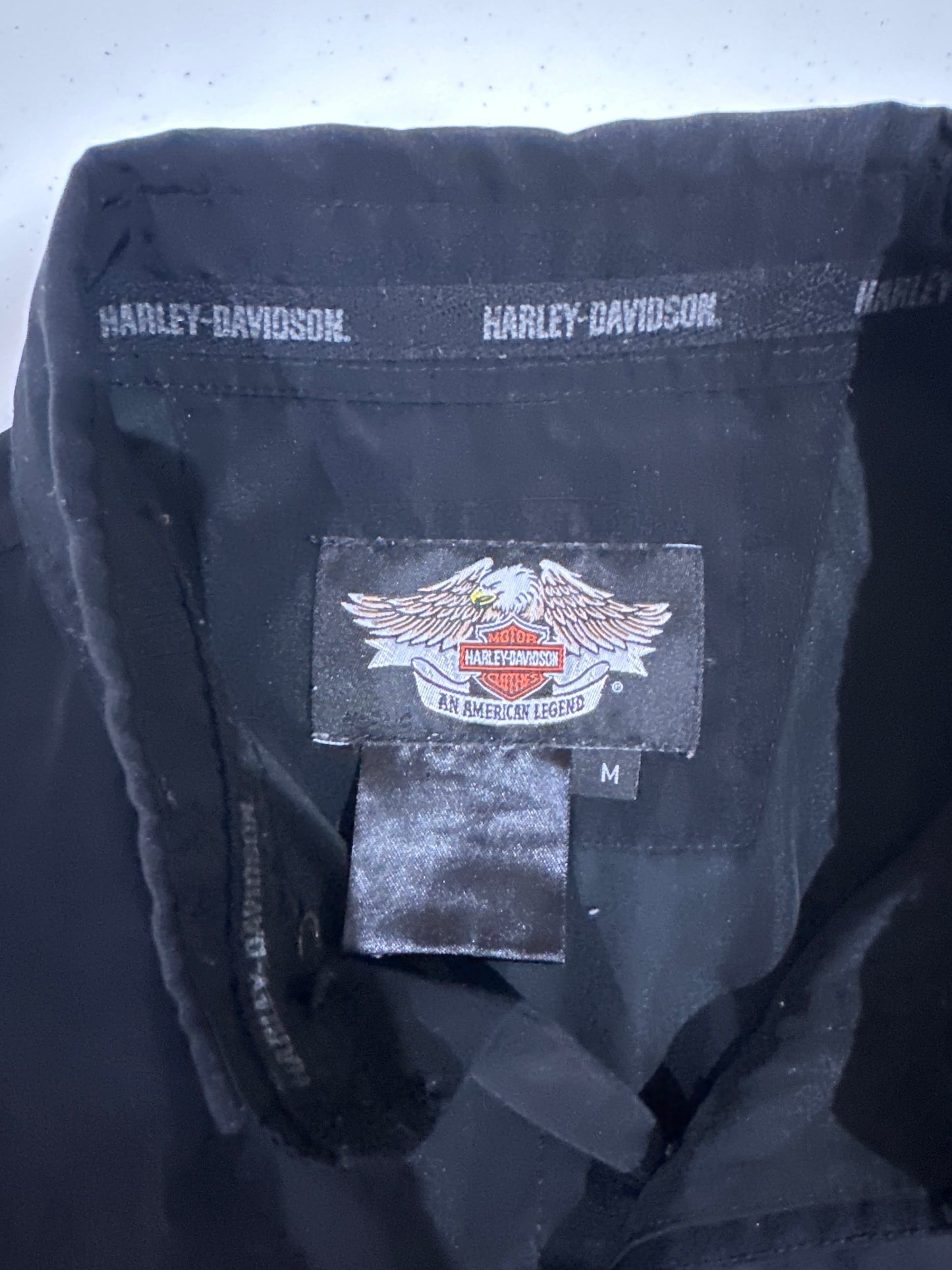 (Mens Medium) Harley Davidson Black Button-Up Shirt 007