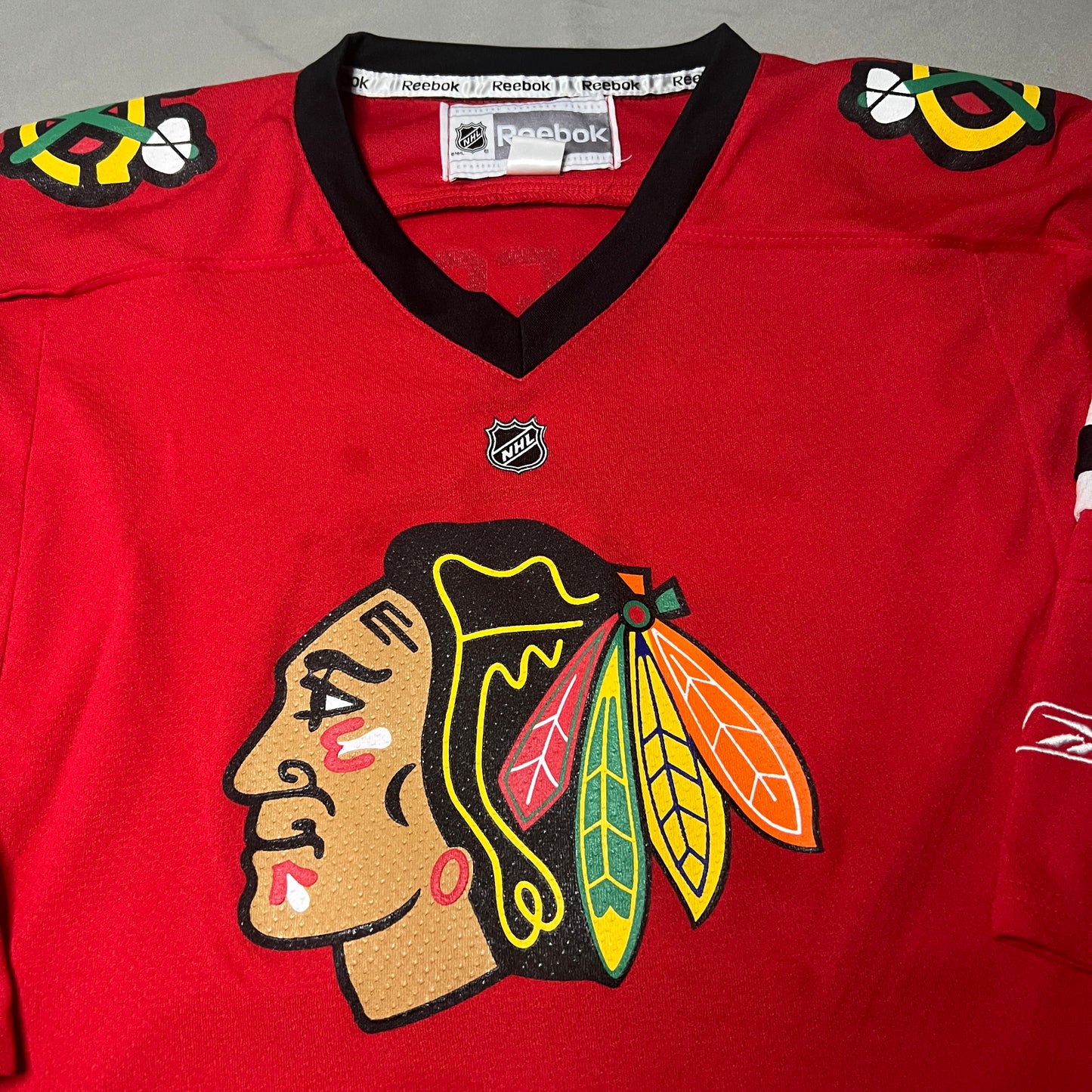 Joey Crawford #50 Chicago Blackhawks Jersey Kids Youth Large XL Reebok Red NHL