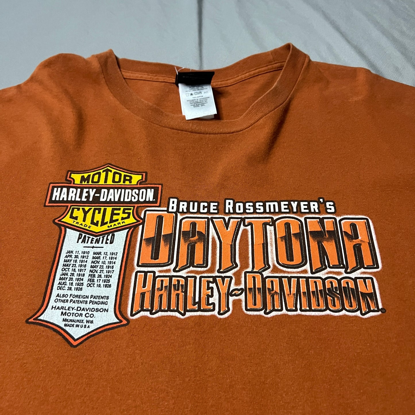 Harley Davidson Shirt Mens 2XL XXL Daytona Beach Orange Short Sleeve