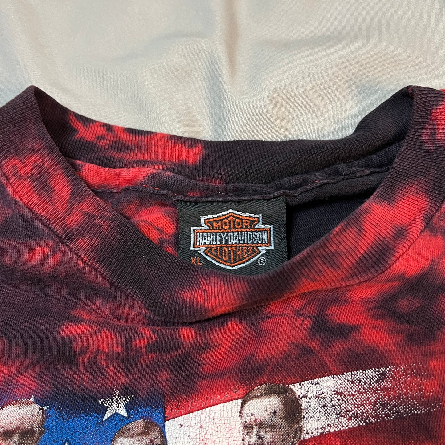 Vintage Harley Davidson Shirt Mens XL 90's Arizona Tie Die Red Black Eagle Short Sleeve