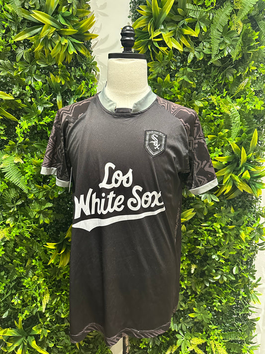 (Mens Large) MLB Chicago White Sox 'Los White Sox' Soccer Jersey 007
