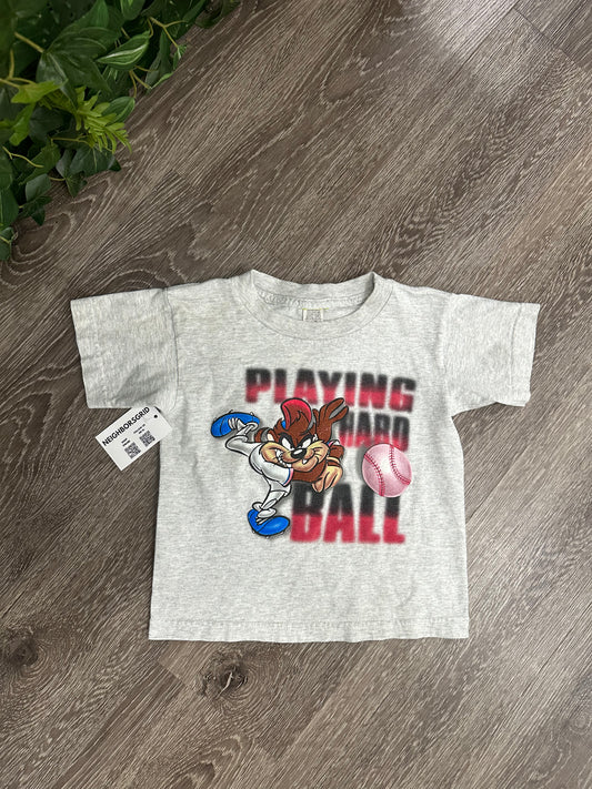 (Kids Medium) 90s Taz 'Playing Hard Ball' Baseball Shirt 007