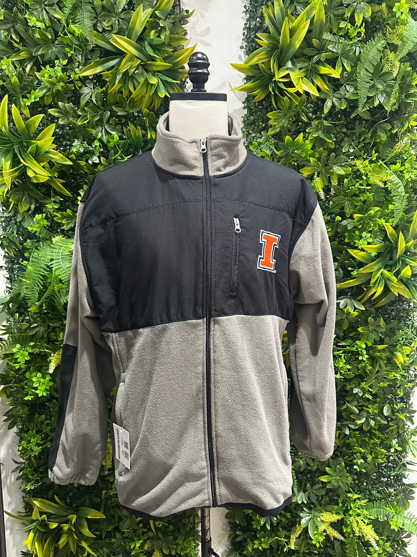 (Mens XL) Illinois University Gray Fleece Jacket 007