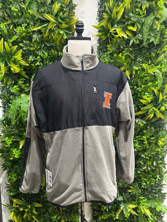(Mens XL) Illinois University Gray Fleece Jacket 007