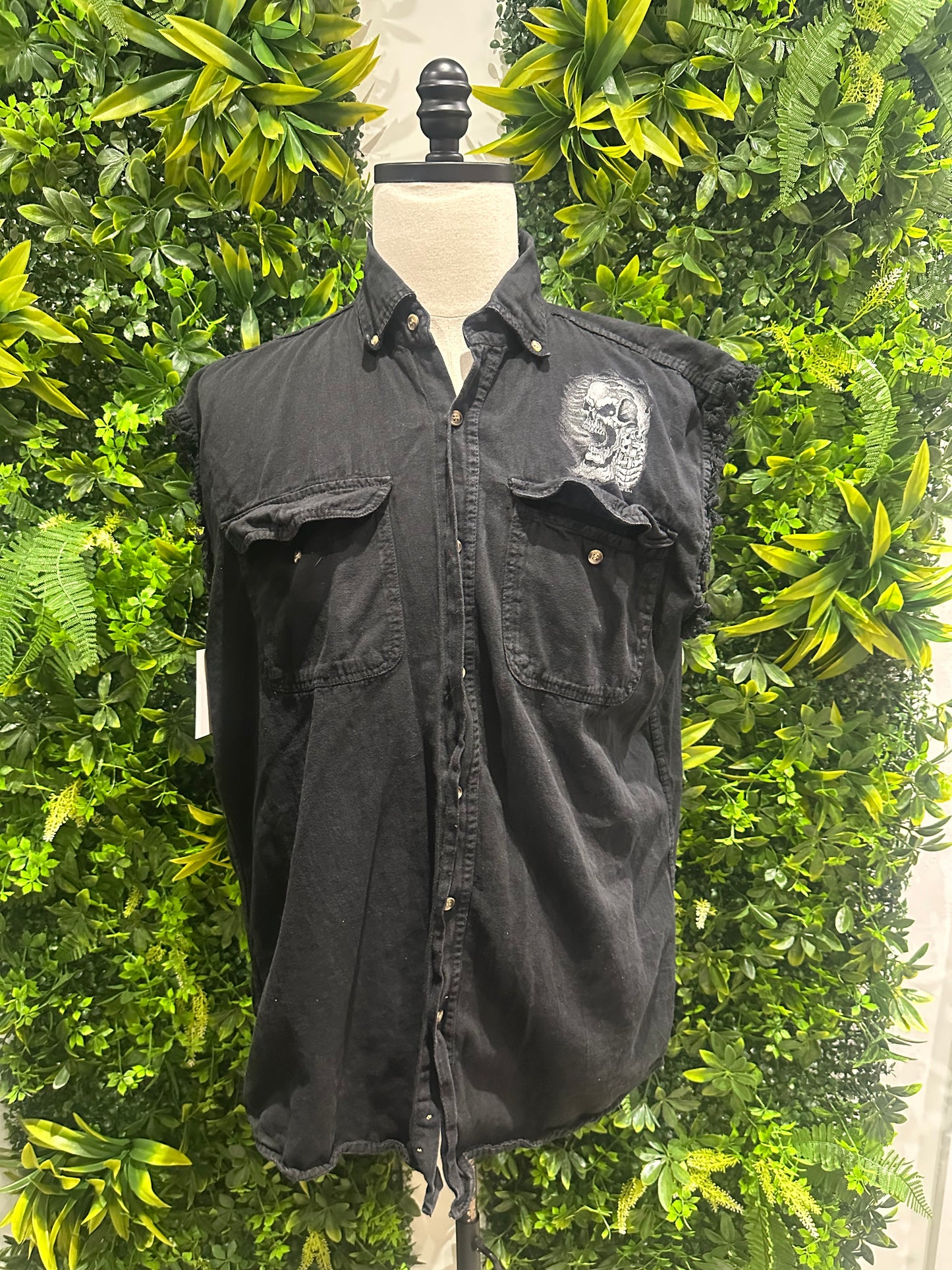 (Mens XL) Hot Leathers Black Biker Vest 007