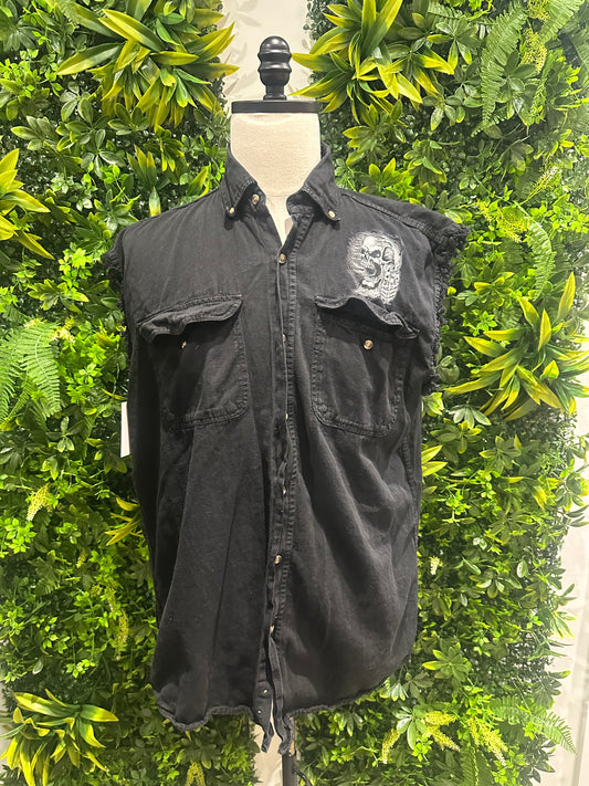 (Mens XL) Hot Leathers Black Biker Vest 007