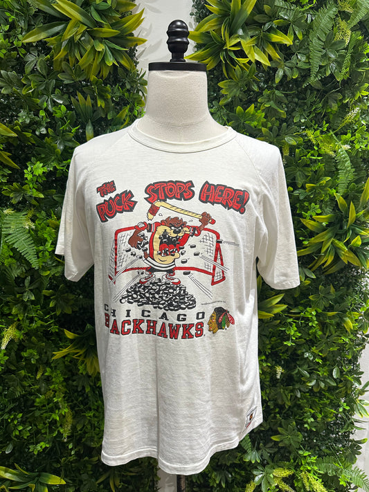 (Mens Large) 90s Chicago Blackhawks Taz Shirt 007