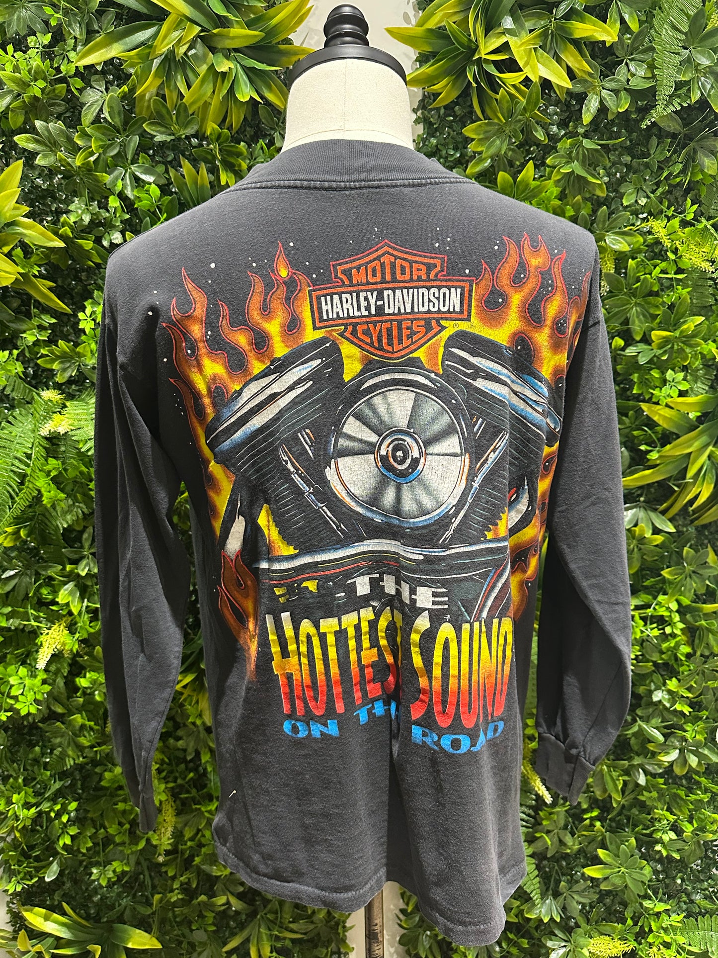 (Mens Medium) 90s Harley Davidson Flame Long Sleeve Shirt