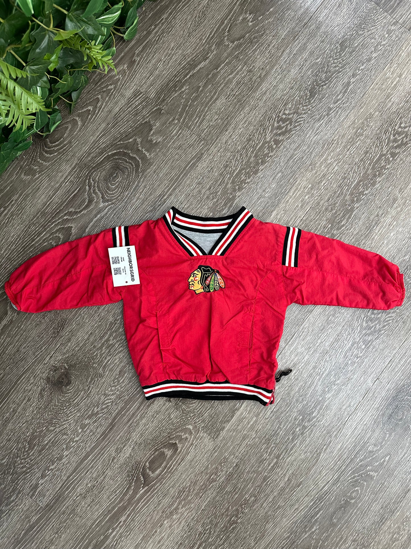 (Kids 2T) 90s Chicago Blackhawks Windbreaker Jacket