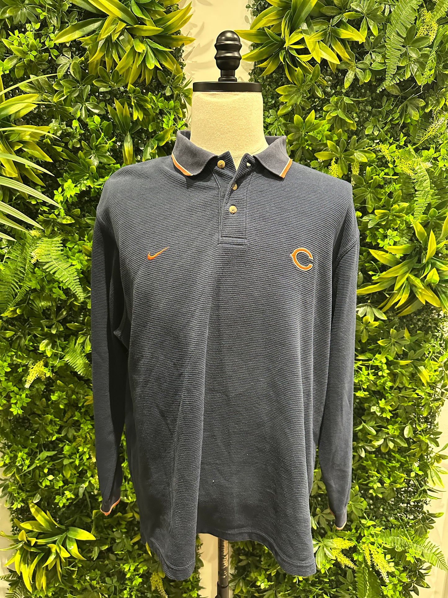 (Mens Large) 90s Chicago Bears Polo Long Sleeve Shirt