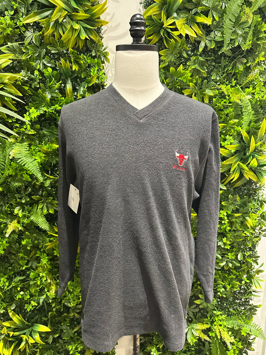 (Mens Medium) 90s Chicago Bulls V-Neck Fleece Sweater