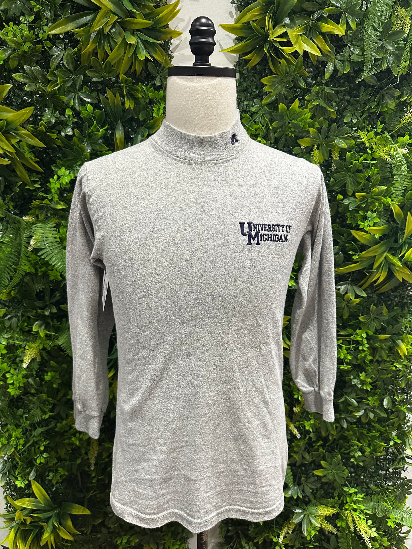 (Mens Small) 90s University of Michigan Mock Neck Shirt 007