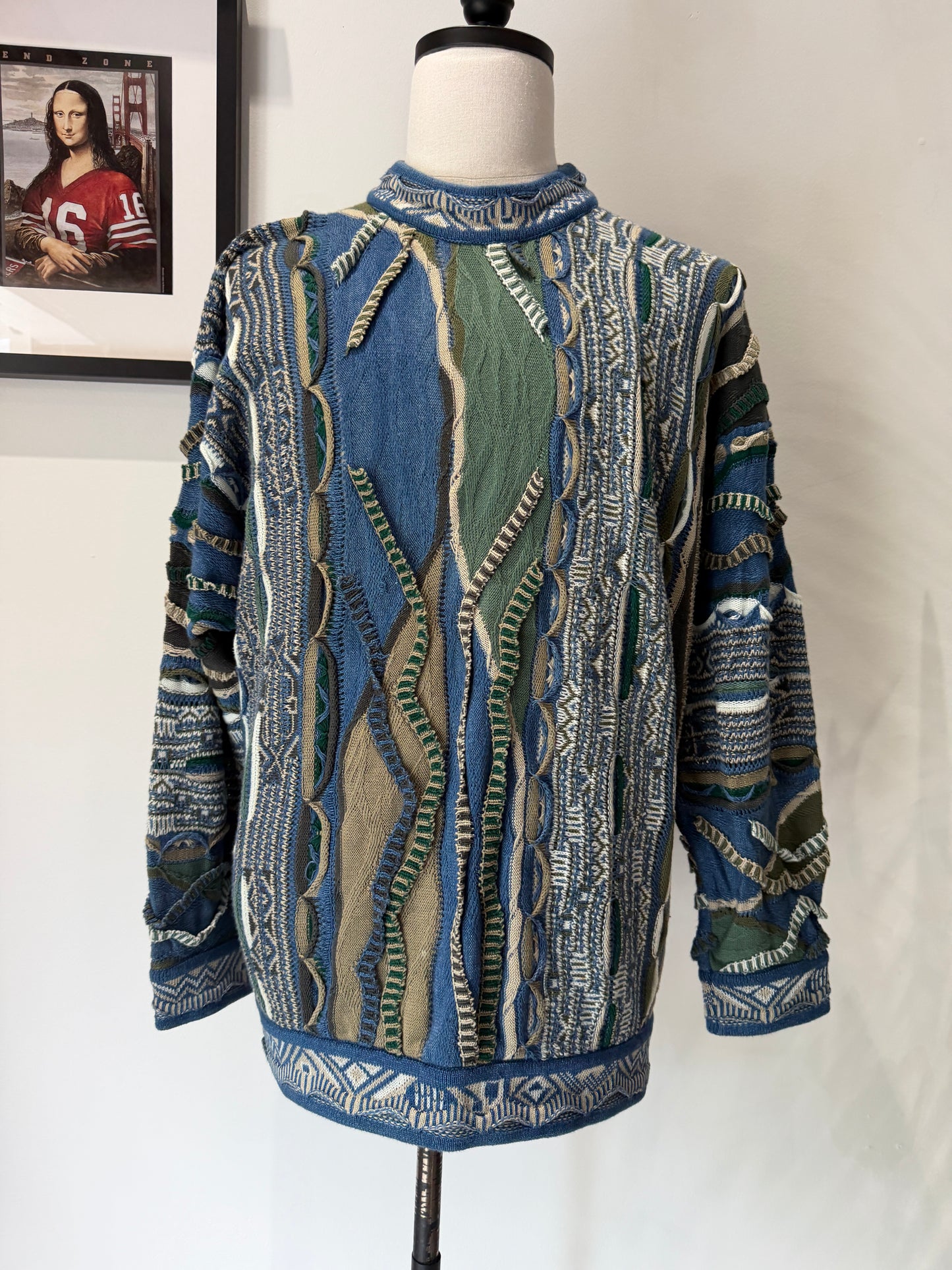 (Mens Large) 90s Coogi Blues 3D Knit Sweater