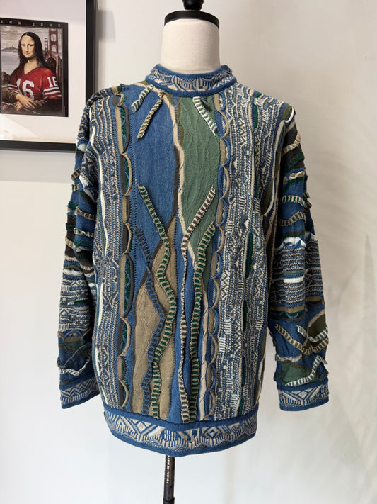 (Mens Large) 90s Coogi Blues 3D Knit Sweater