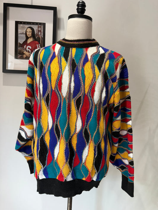 (Mens Large) 90s Alan Stuart 3D Knit Sweater