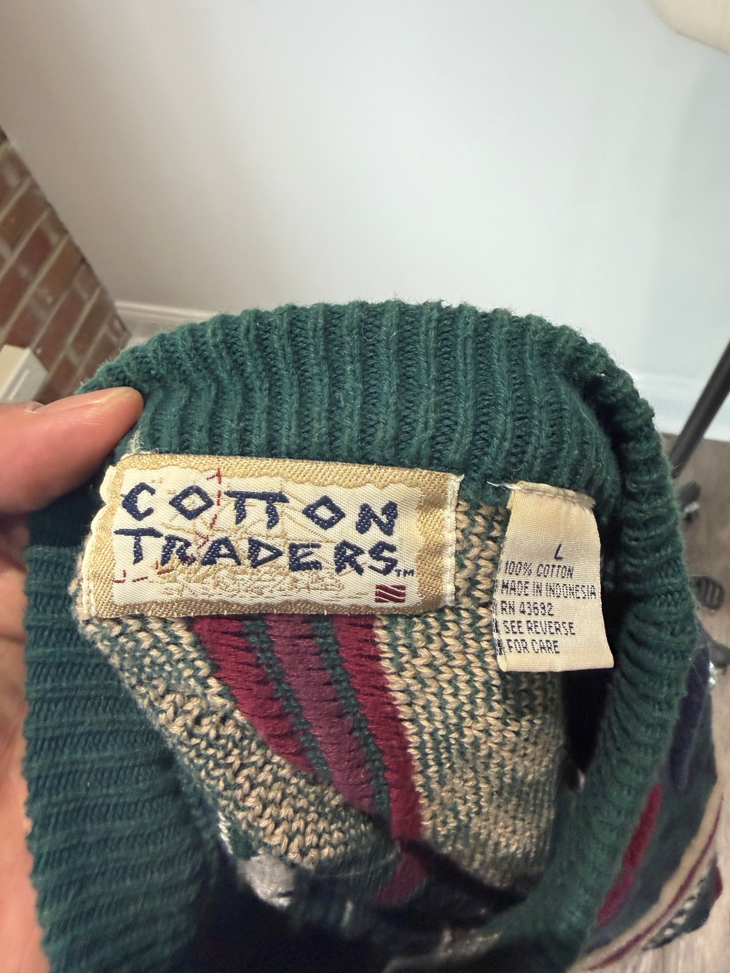 (Mens Large) 90s Cotton Traders 3D Knit Sweater