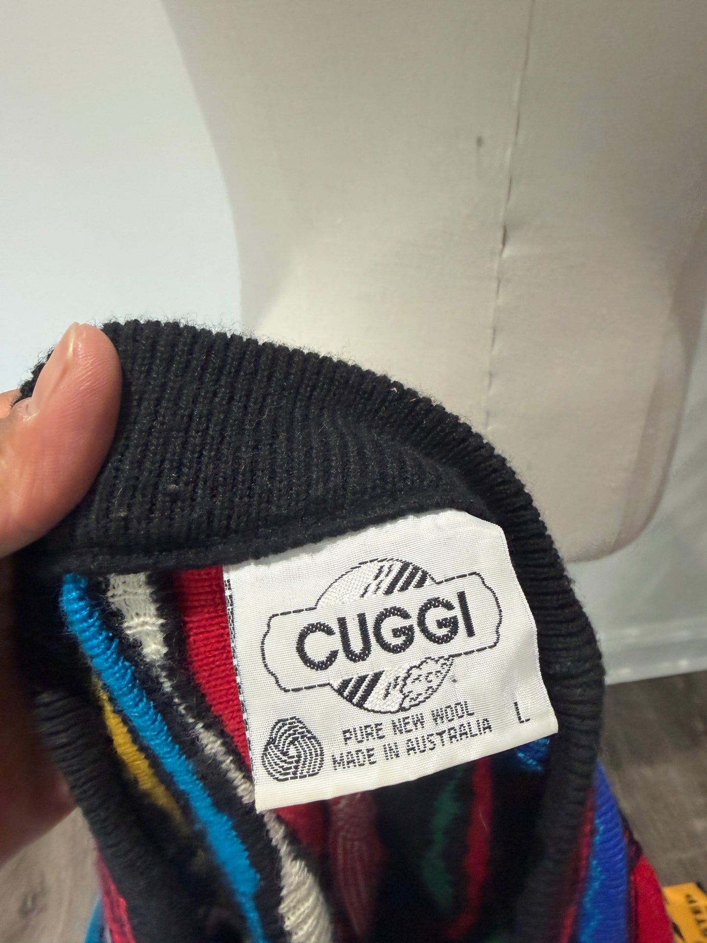 (Mens Large) 80s CUGGI / Coogi 3D Knit Sweater