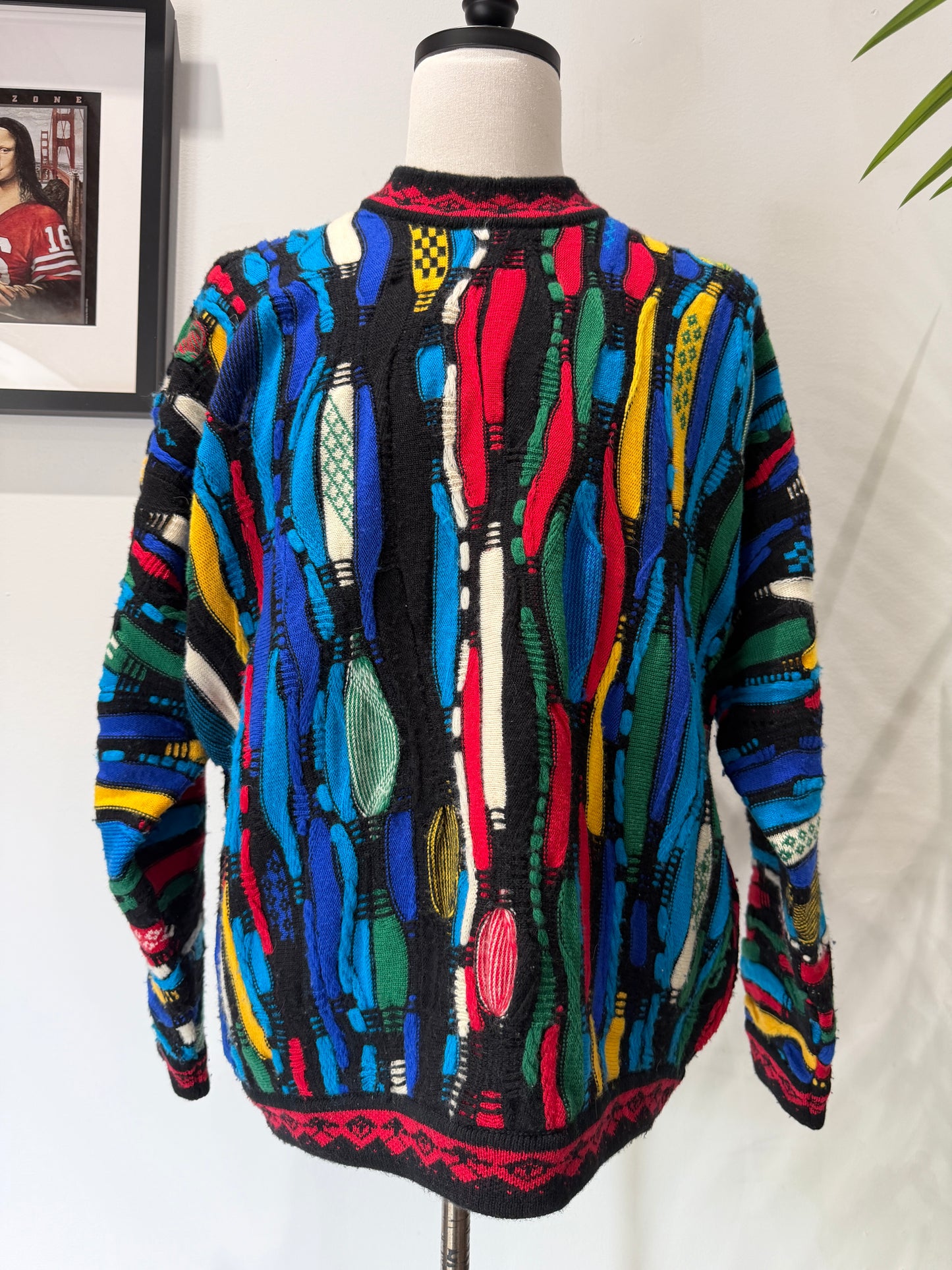 (Mens Large) 80s CUGGI / Coogi 3D Knit Sweater