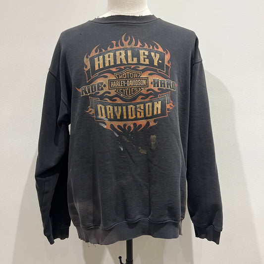 (Mens Large) Harley Davidson Flame Sweater Distressed
