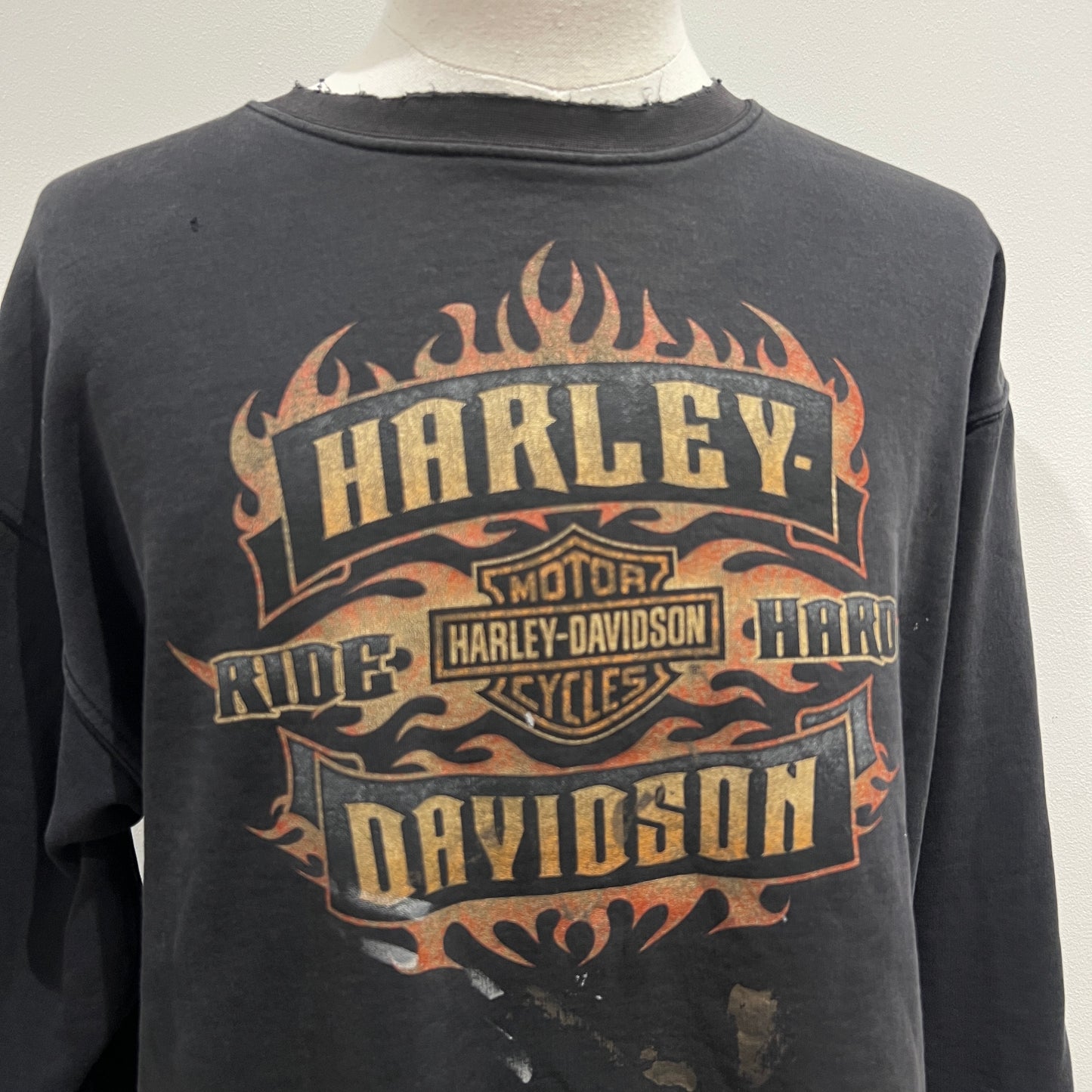 (Mens Large) Harley Davidson Flame Sweater Distressed
